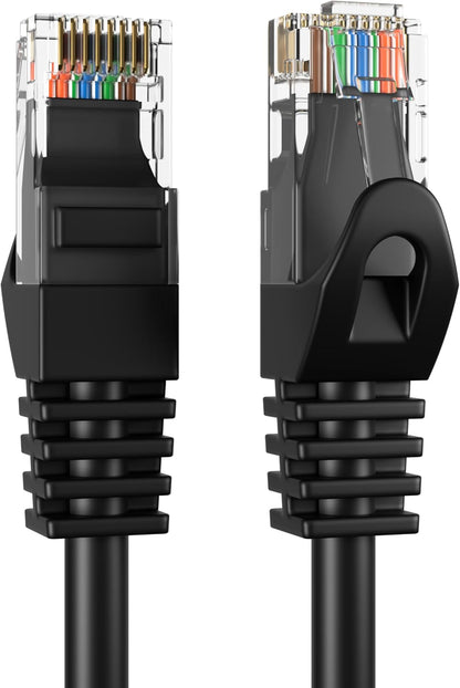 Cat5E 75FT Network Ethernet Patch Cable, 350Mhz Internet Wire, Backwards Compatible with Cat5, for PC, Modem, Router, Consoles for Home and Office, Black