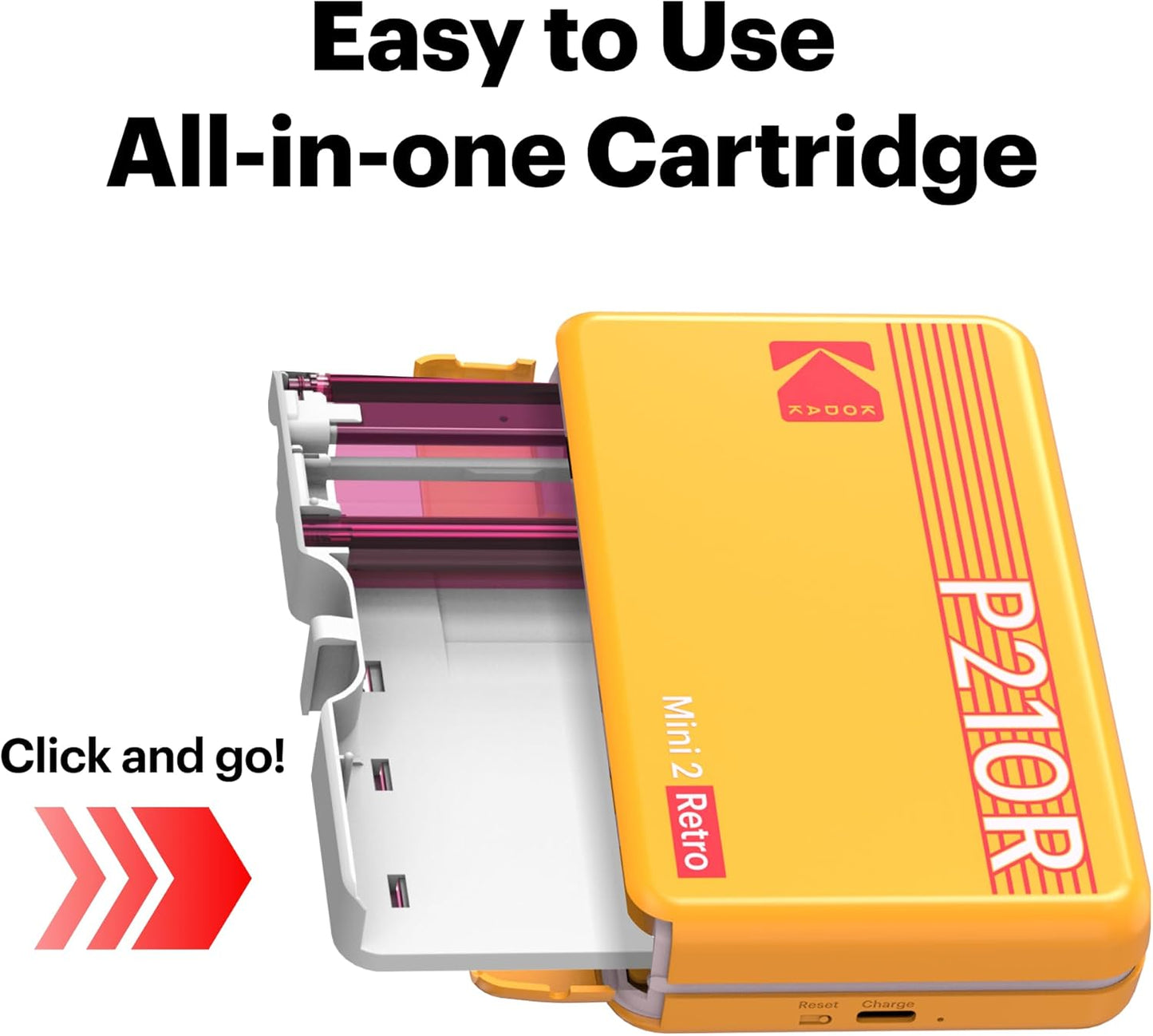 KODAK Mini 2 Retro 2X3 Portable Photo Printer, 8 Sheets, Bluetooth Smartphone Printer for Iphone & Android, Instant Color Prints, 4PASS Dye Sublimation, White