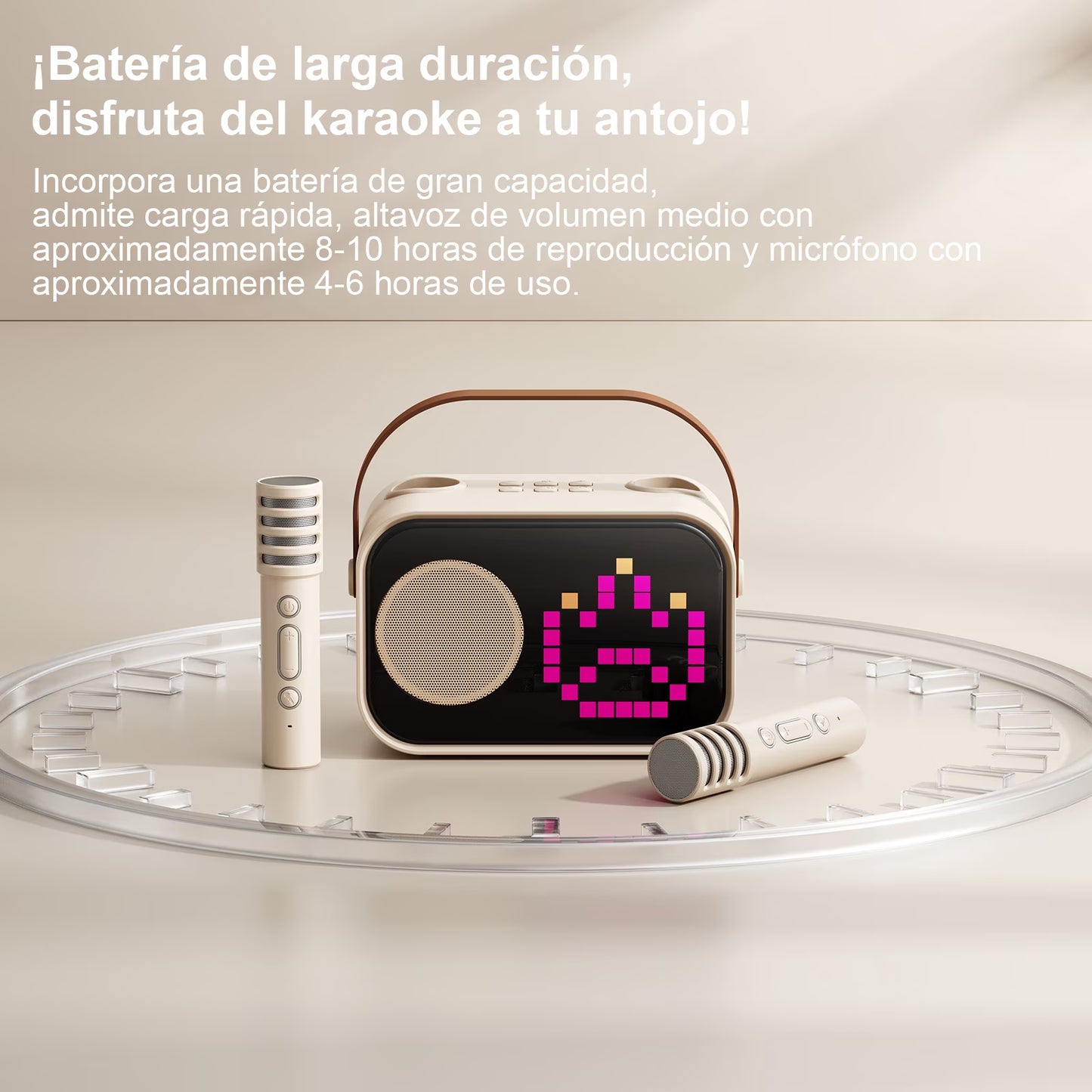 Karaoke Machine for Kids Adults, Portable Bluetooth Speaker with 2 Mic, Party Speaker with 15+ Pixel Animation for Singing, D58G-T