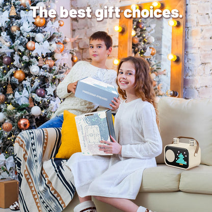 Karaoke Machine for Kids Adults, Portable Bluetooth Speaker with 2 Mic, Party Speaker with 15+ Pixel Animation for Singing, D58G-T