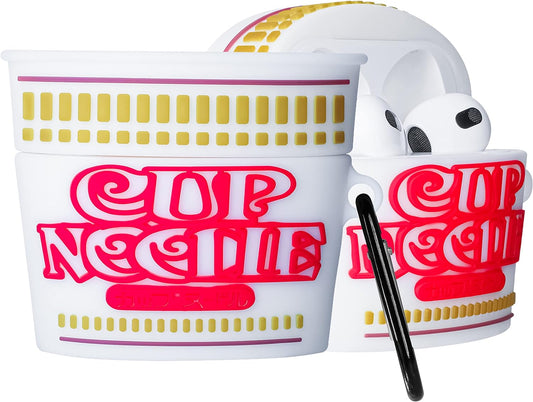 Case for Airpods 3 3Rd Generation Cute Soft Silicone 3D Funny Fun for Air Pod 3 (2021) Cover Unique Fashion Food Design Skin Cartoon Cases (Cup Noodle)