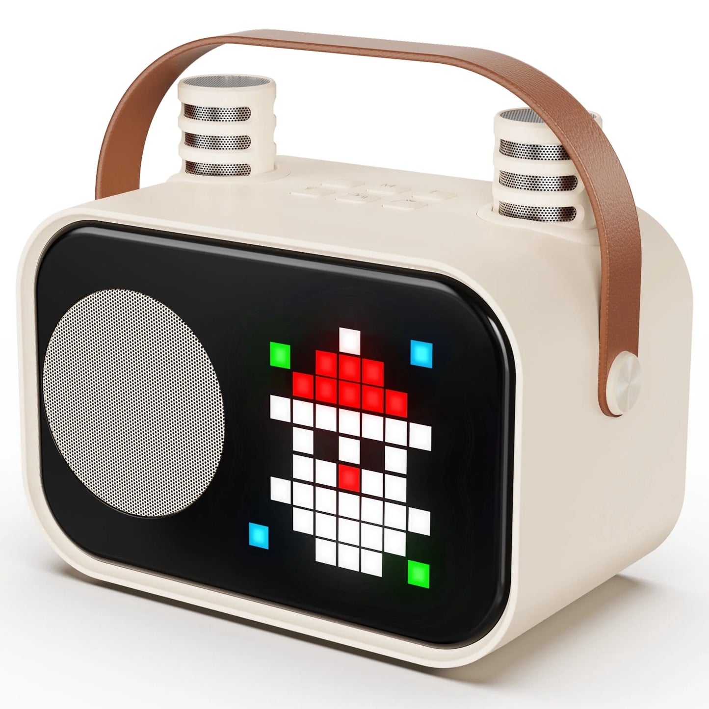 Karaoke Machine for Kids Adults, Portable Bluetooth Speaker with 2 Mic, Party Speaker with 15+ Pixel Animation for Singing, D58G-T
