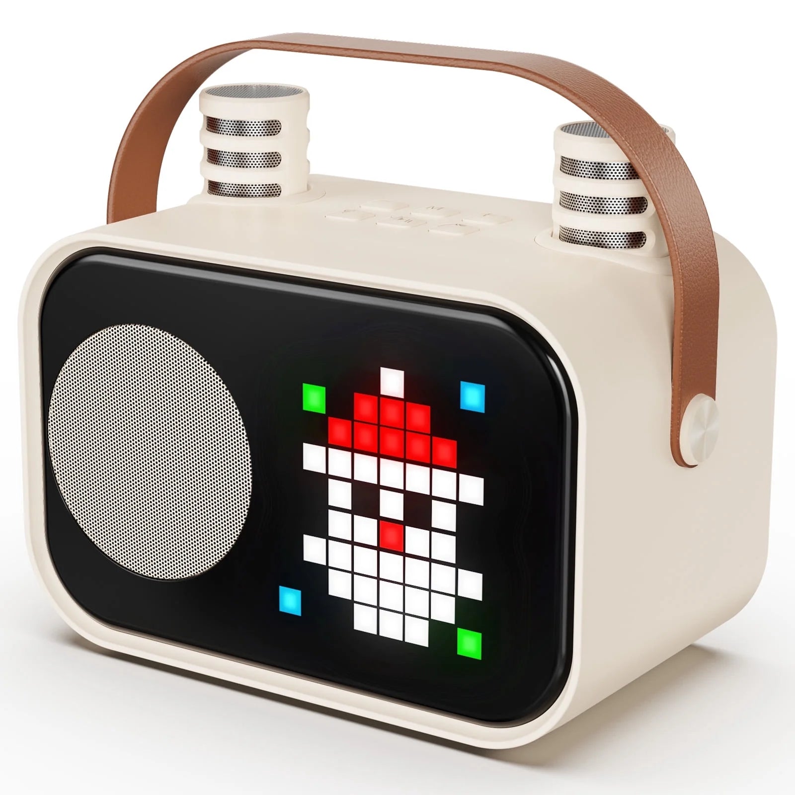 Karaoke Machine for Kids Adults, Portable Bluetooth Speaker with 2 Mic, Party Speaker with 15+ Pixel Animation for Singing, D58G-T