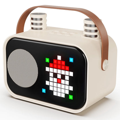 Karaoke Machine for Kids Adults, Portable Bluetooth Speaker with 2 Mic, Party Speaker with 15+ Pixel Animation for Singing, D58G-T